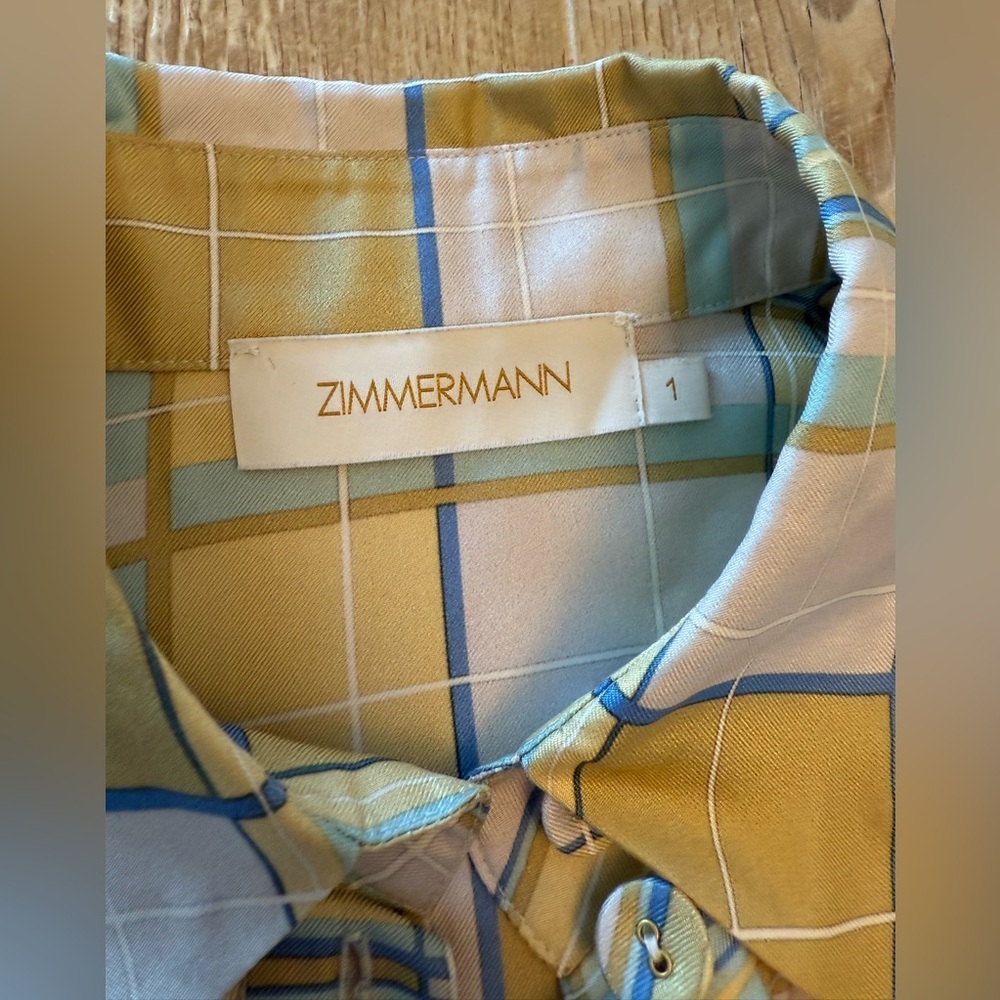 Zimmermann Multicolor Plaid Pastel Women’s Silk Short Sleeve - Picture 4 of 8